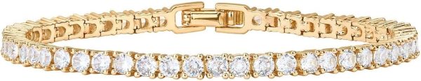 PAVOI 14K Gold Plated 3mm Cubic Zirconia Classic Tennis Bracelet | Gold Bracelets for Women | Size 6.5-7.5 Inch - Image 6