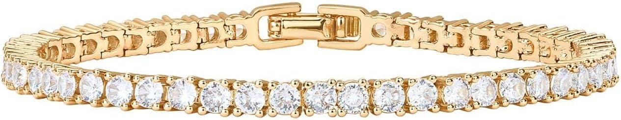 PAVOI 14K Gold Plated 3mm Cubic Zirconia Classic Tennis Bracelet | Gold Bracelets for Women | Size 6.5-7.5 Inch - Image 6