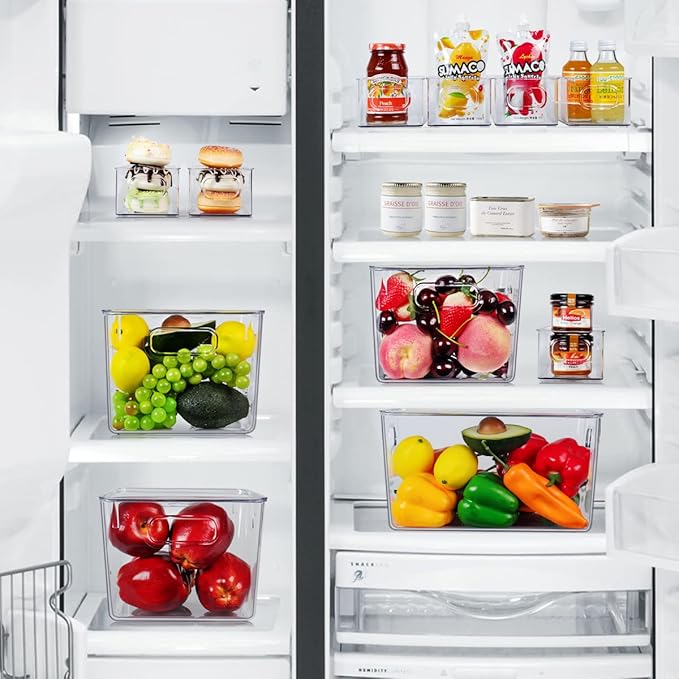 Set of 8 Clear Plastic Storage Bins, 4 Large and 4 Small Stackable Storage Containers for Pantry Organization and Kitchen Storage Bins,Home Edit and Cabinet Organizers - Image 3