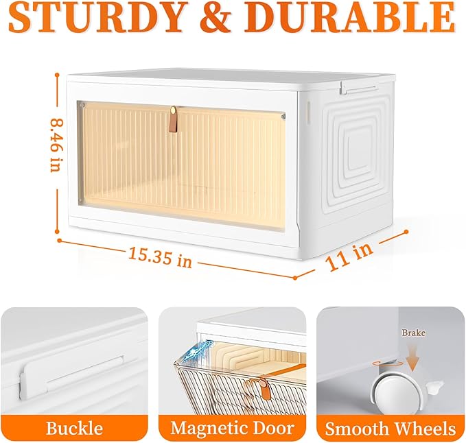 4 Tier Plastic Storage Bins 23QT, Stackable Storage Containers with Wheels and Lids, Folding Storage Boxes,Closet Organizers and Storage,Collapsible Organization and Storage for Bedroom,Kitchen,Dorm - Image 6