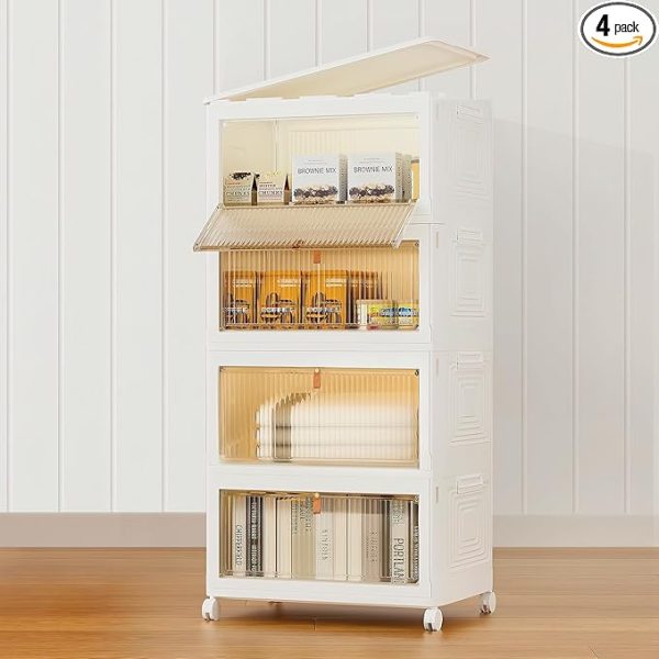 4 Tier Plastic Storage Bins 23QT, Stackable Storage Containers with Wheels and Lids, Folding Storage Boxes,Closet Organizers and Storage,Collapsible Organization and Storage for Bedroom,Kitchen,Dorm - Image 7