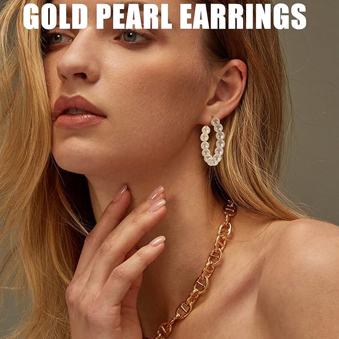 FAXHION 36 Pairs Gold Earrings Set for Women, Fashion Pearl Chain Link Stud Drop Dangle Earrings Multipack Hoop Earring Packs, Hypoallergenic Earrings for Birthday Party Jewelry - Image 4